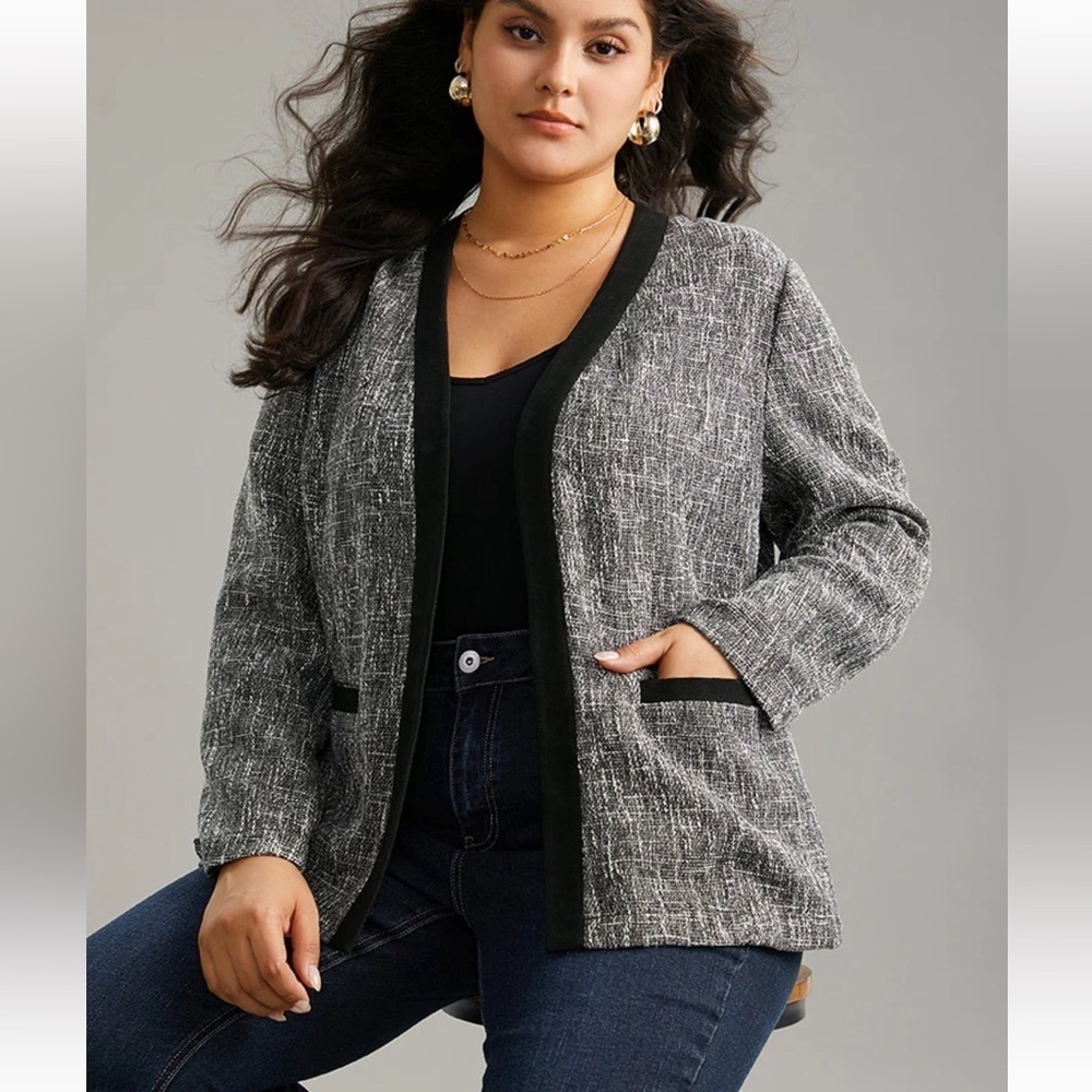BloomChic Tweed Contrast Trim Pocket Tweed Blazer us size 12